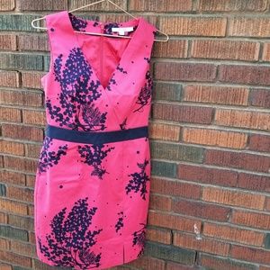 Boden Pink and Navy Sleeveless Sheath Dress